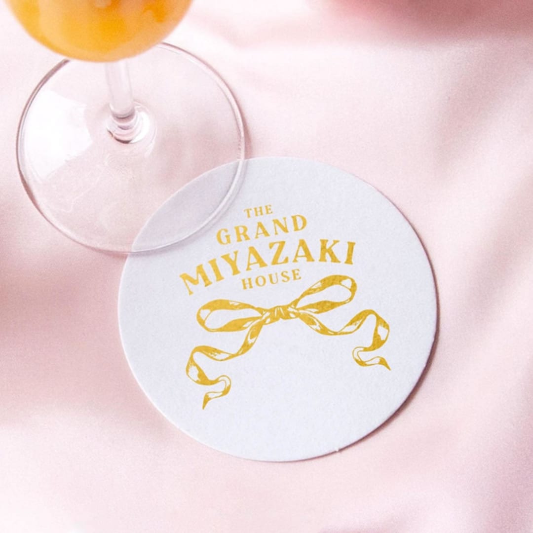 "Custom The Grand House Coaster, round shape, set of 50" - Party Coasters in white by ForYourParty