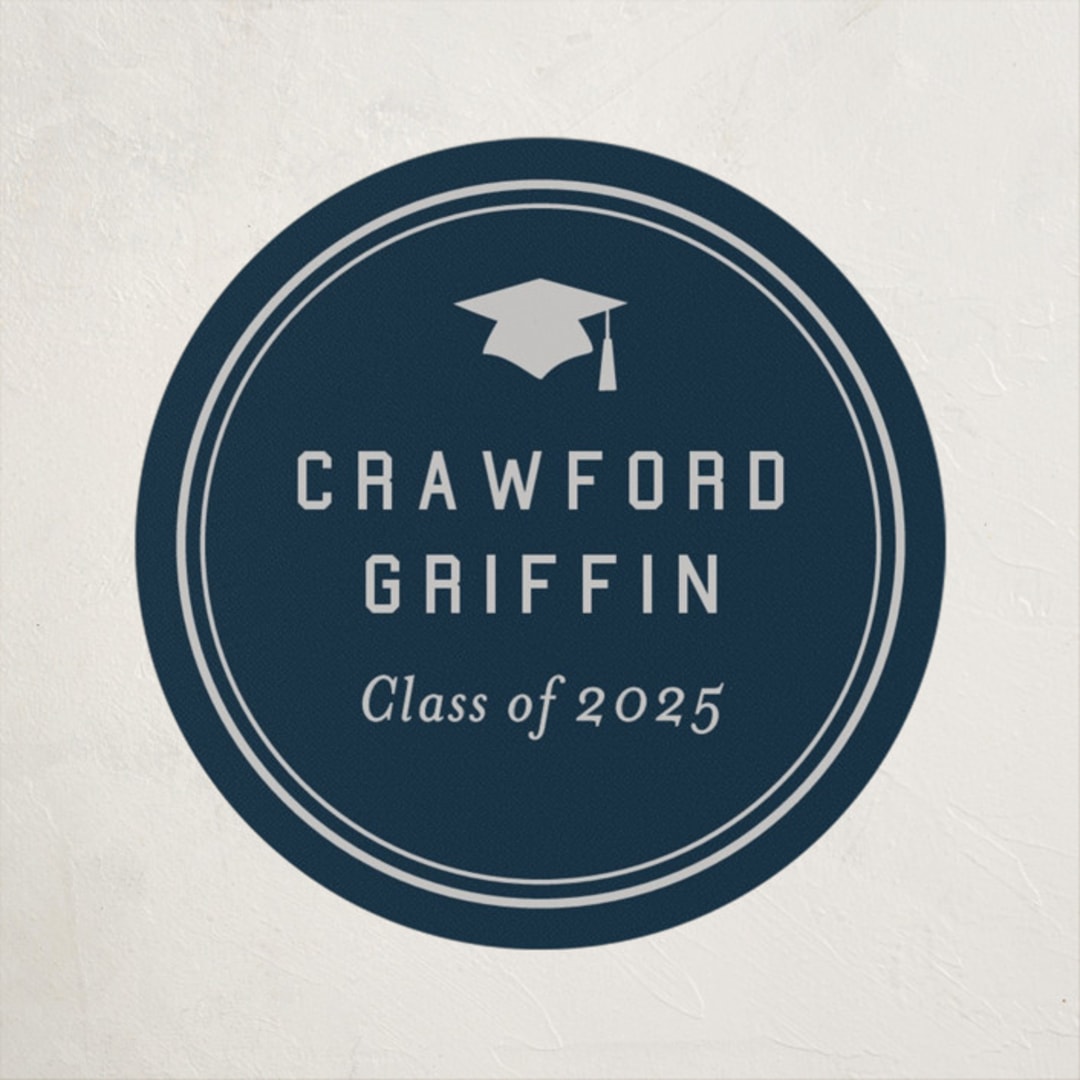 "grad ribbon" - Party Stickers in Navy by Sarah Curry - Front