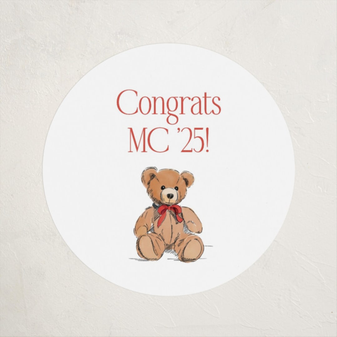 "Antique Teddy Bear" - Party Stickers in Apple by Becky Nimoy - Front