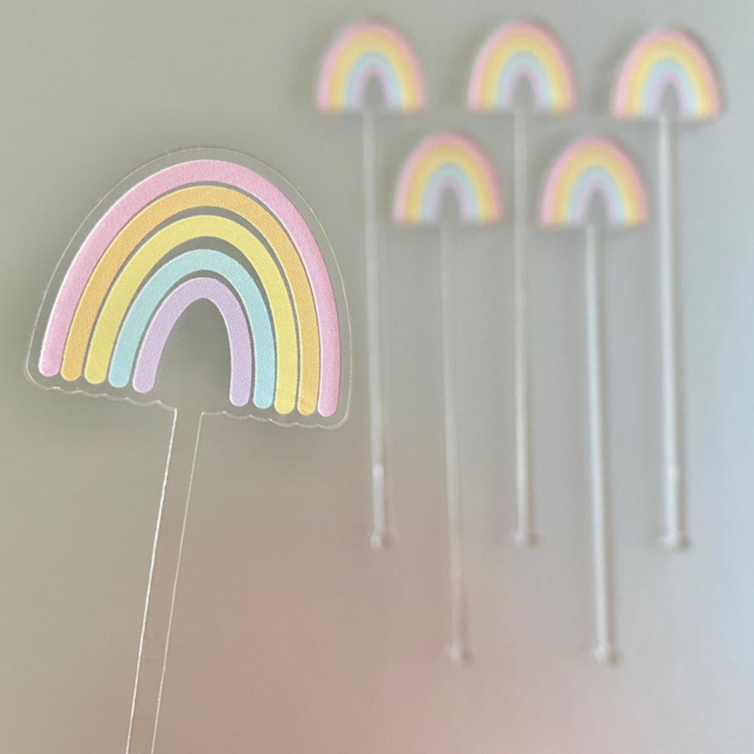 "Rainbow Stir Sticks" - Party Stir Sticks in clear by Atomic Kraftworks