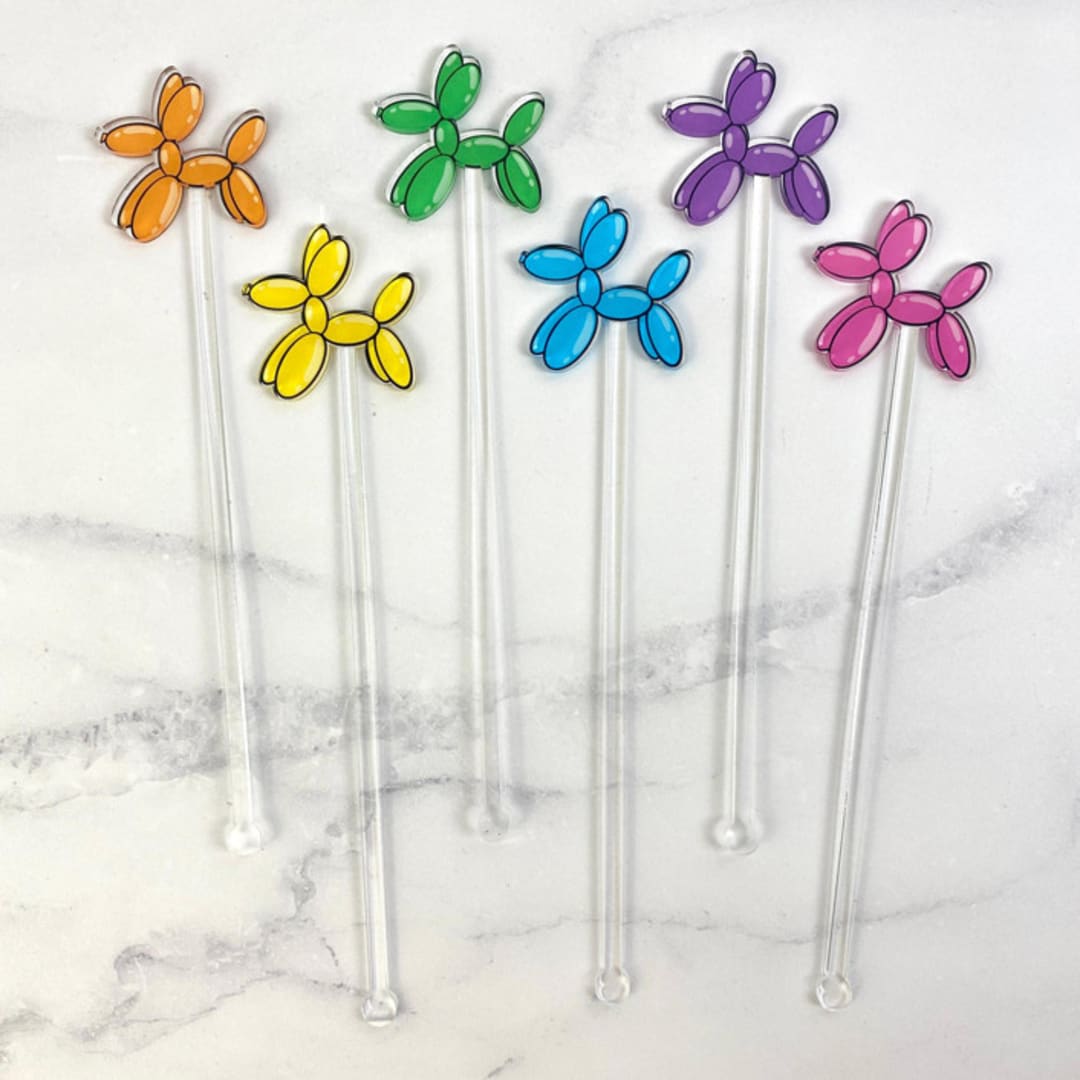 "Balloon Dog Stir Sticks" - Party Stir Sticks in multicolorassorted-colors by Atomic Kraftworks