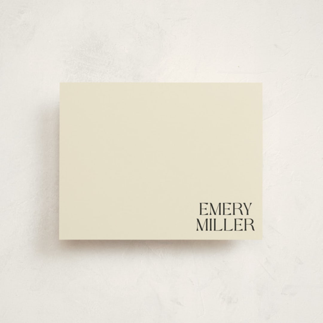 "Corner Block" - Personalized Stationery Cards in Cream by Robert and Stella - Front