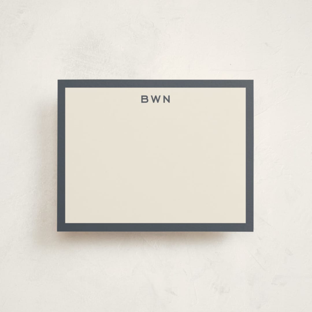 "Tailor" - Personalized Stationery Cards in Slate by Megan Davis - Front