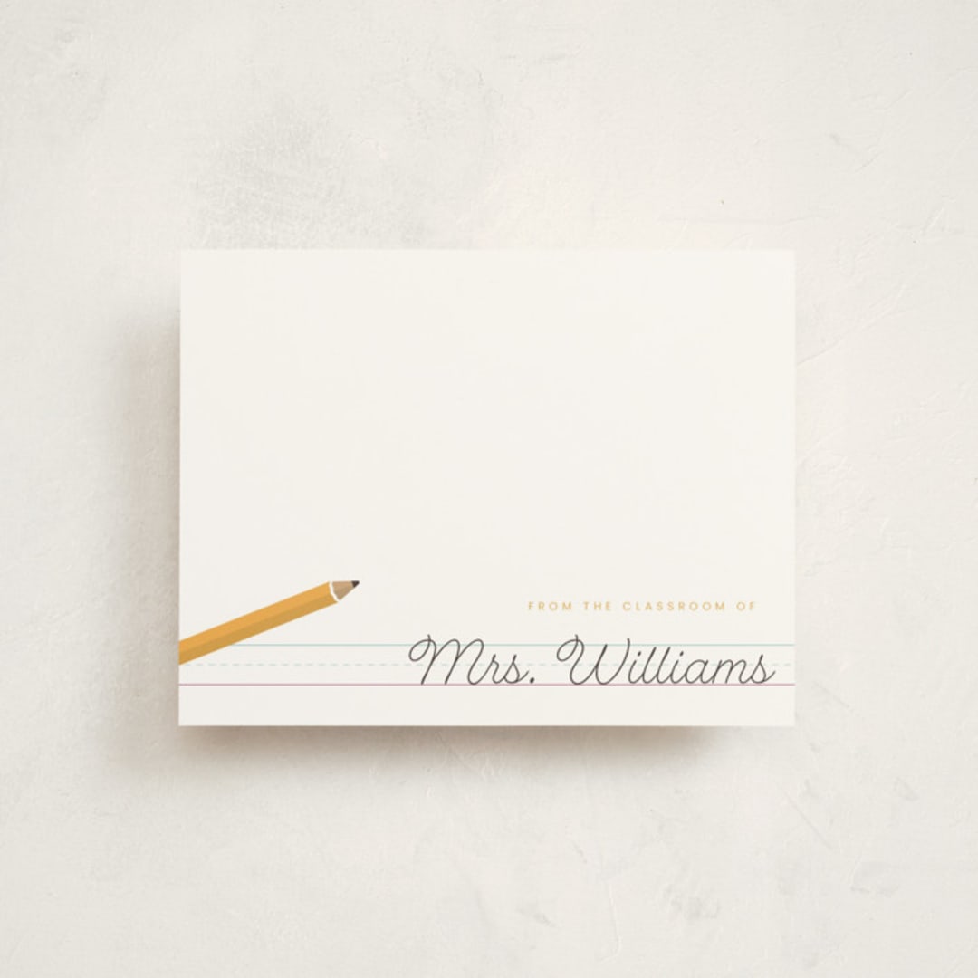 "Classroom Notes" - Personalized Stationery Cards in Sunflower by Poised Avenue - Front