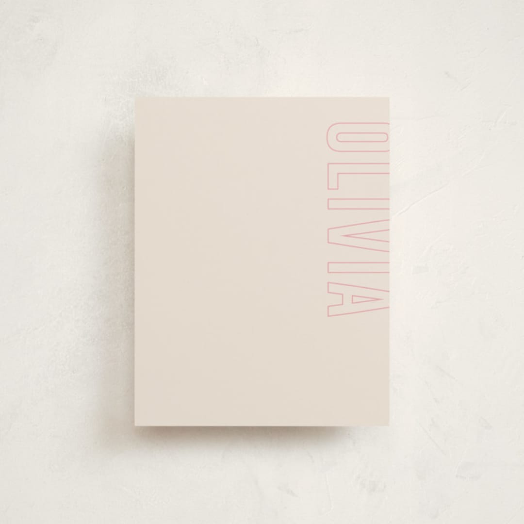 "Big Name" - Personalized Stationery Cards in Cream by Ilene Guy - Front