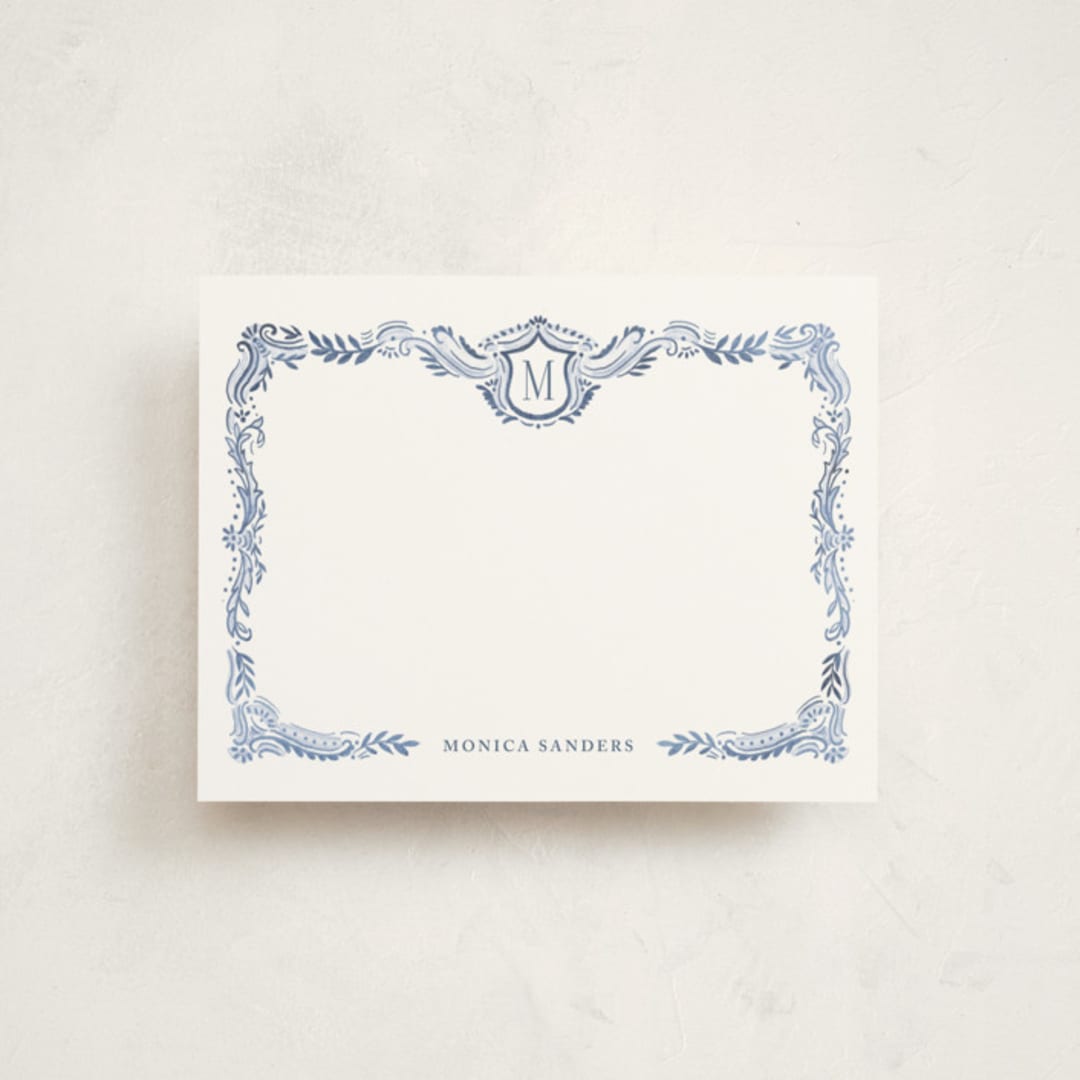 "Fresco" - Personalized Stationery Cards in Bluebell by Petra Kern - Front