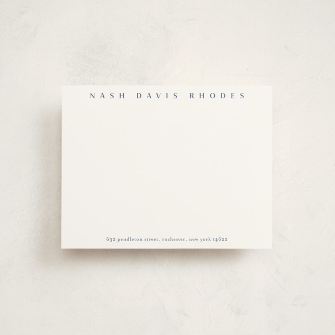 "Letterhead" - Personalized Stationery Cards in Cobalt by Stacey Meacham - Front