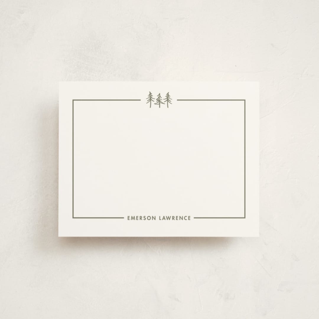 "Three Pines" - Personalized Stationery Cards in Ponderosa by Townsend Majors - Front
