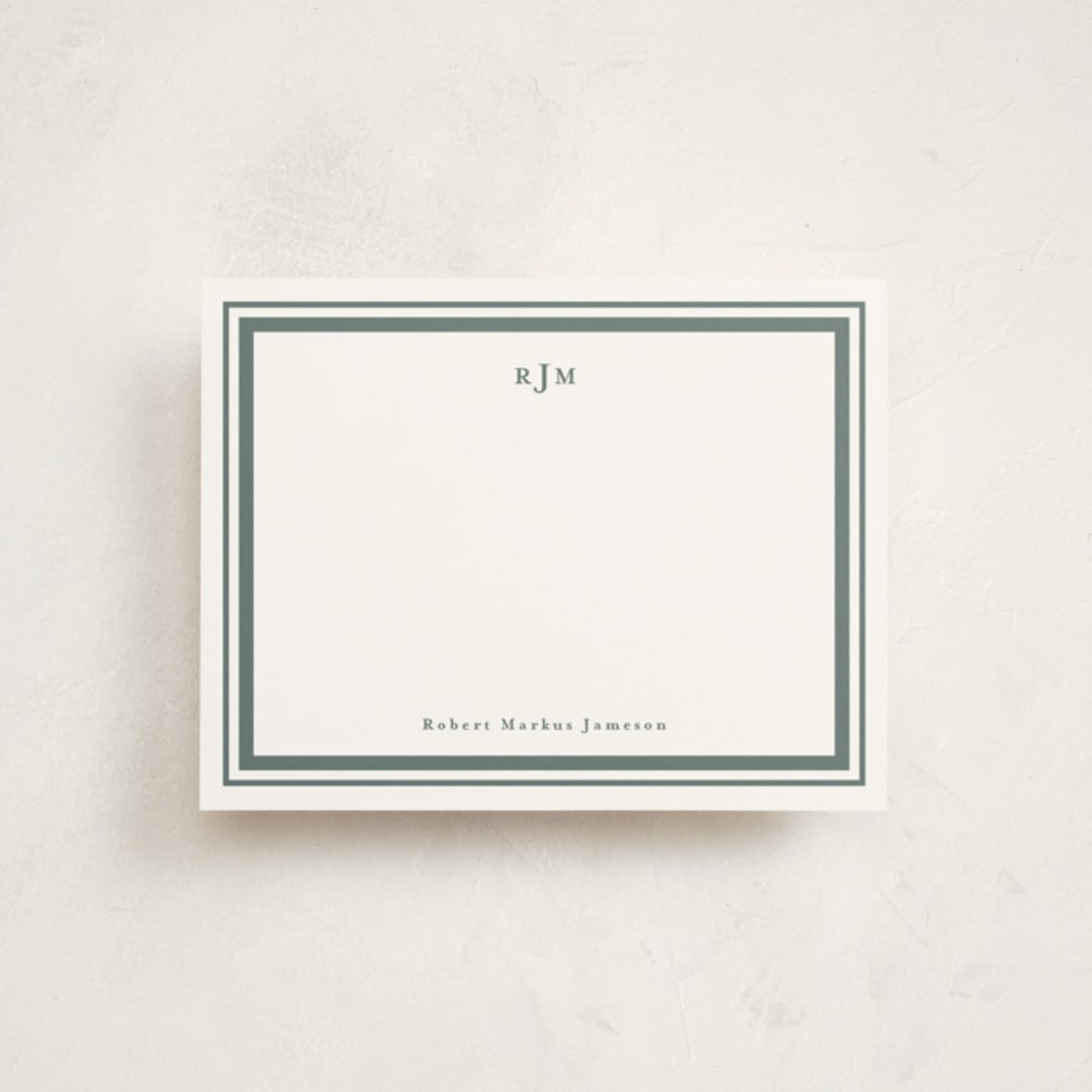 "Elegant Border" - Personalized Stationery Cards in Vetiver by Tamara Hilje - Front