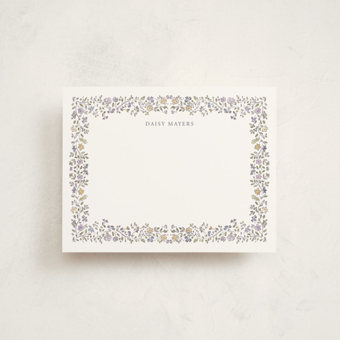 "Daisy Q" - Personalized Stationery Cards in Lavender by Petra Kern - Front