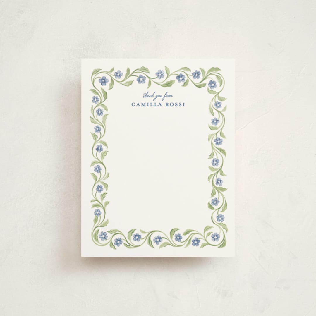 "Camilla" - Personalized Stationery Cards in Cornflower by Sarah Knight - Front
