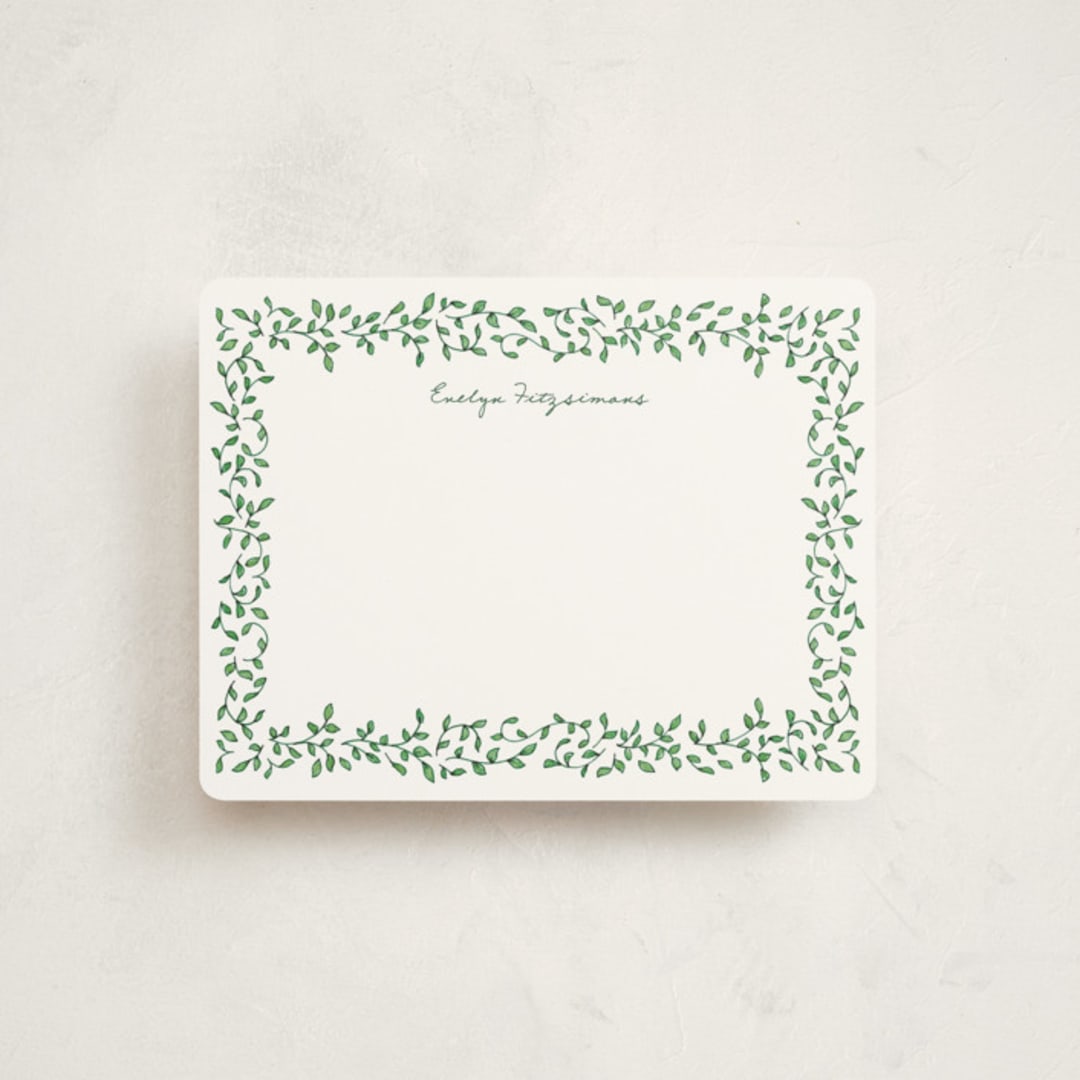 "Vines2" - Personalized Stationery Cards in Ivy by Angela Garrick - Front