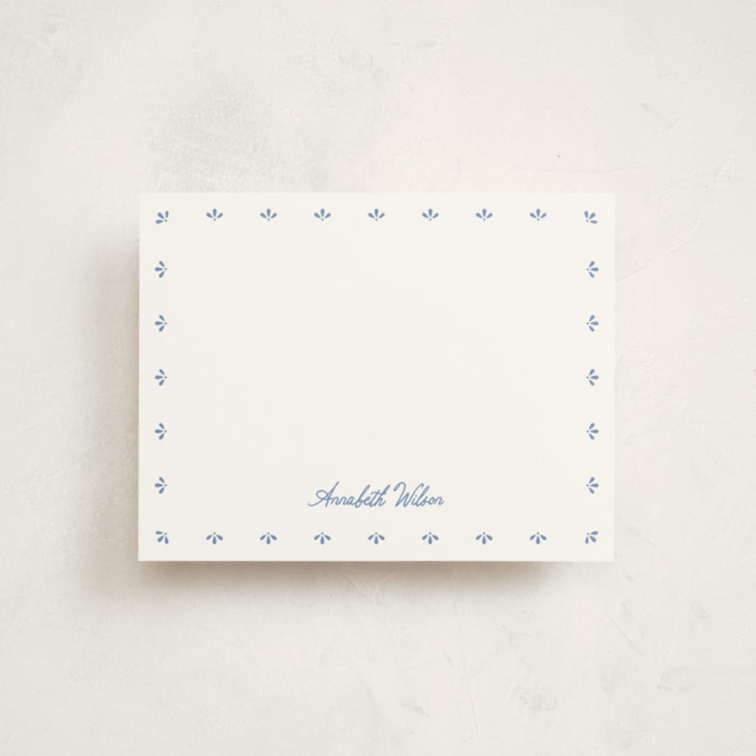 "Somerset Eyelet" - Personalized Stationery Cards in Powder Blue by Erin L. Wilson - Front