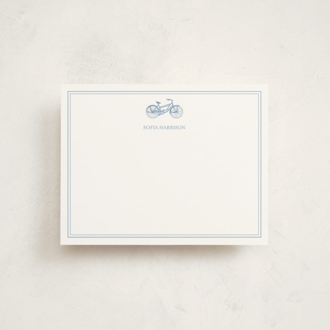 "Pedal Press" - Personalized Stationery Cards in Sky by Pinky Diamond Studio - Front