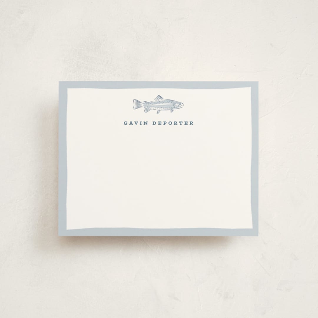 "Fishy" - Personalized Stationery Cards in River by Erin German - Front