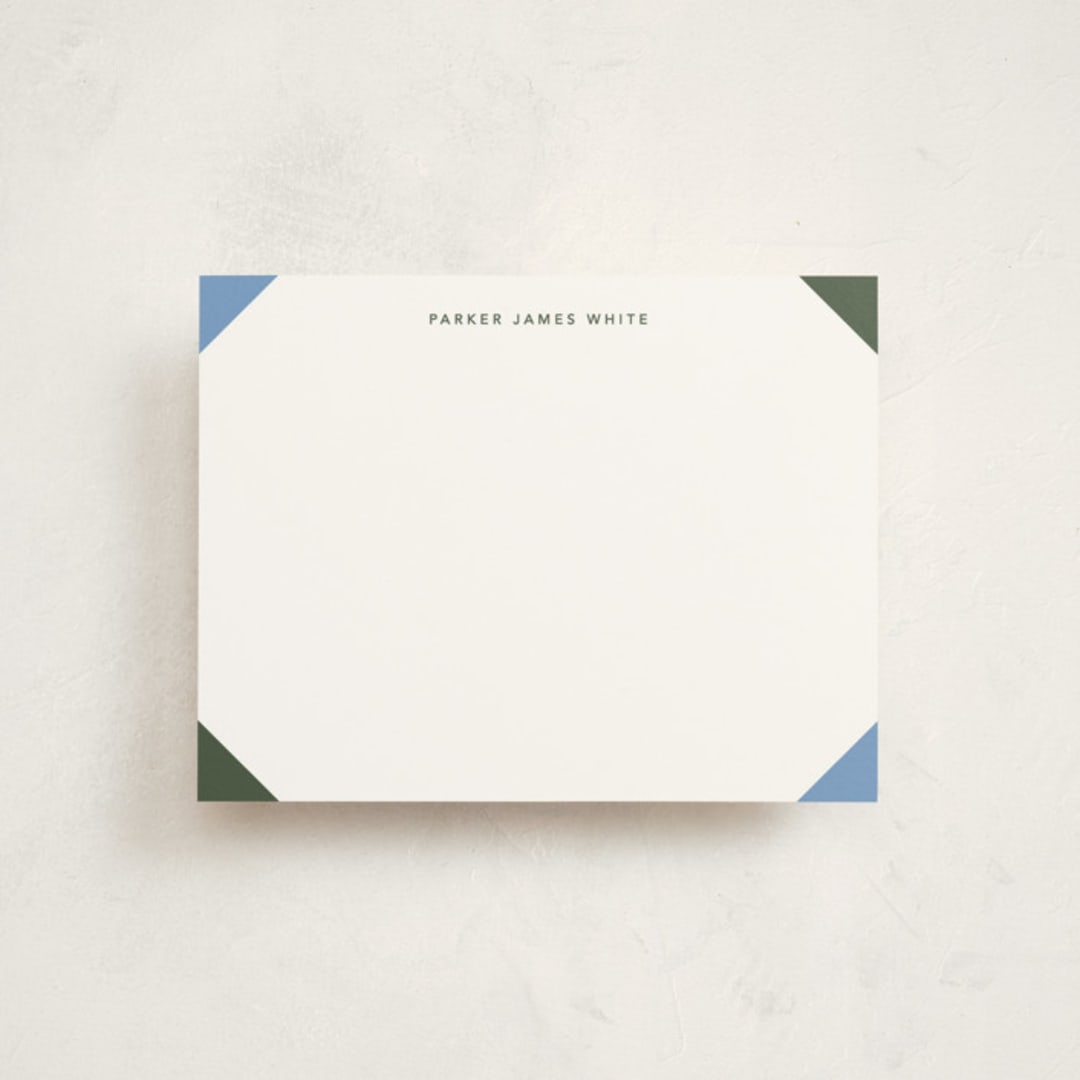 "Color Corners" - Personalized Stationery Cards in Ocean by Kelly Watkins - Front