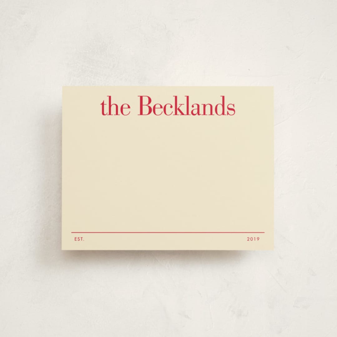 "Established Date" - Personalized Stationery Cards in Apple by Baumbirdy - Front