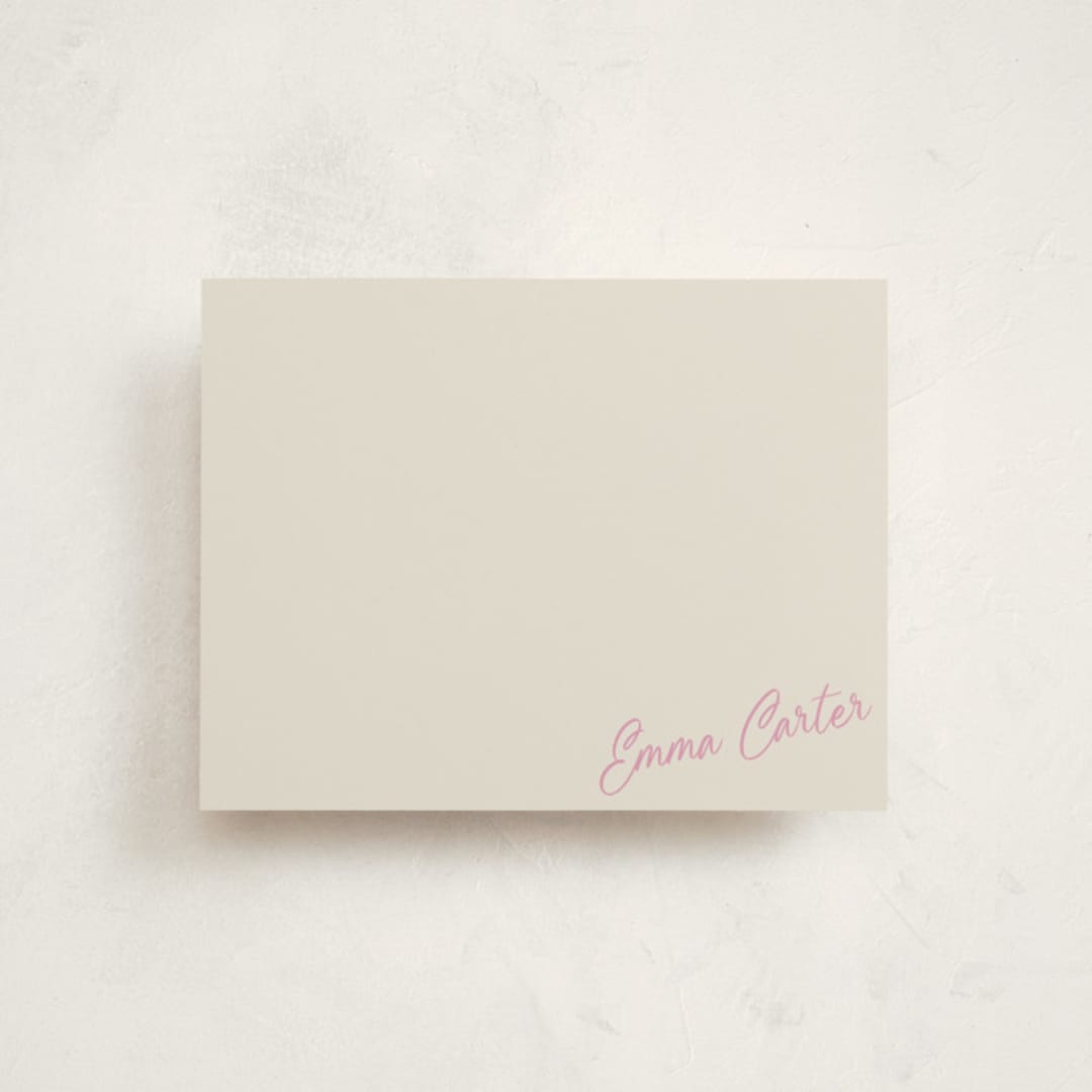 "Sweet Script Corner" - Personalized Stationery Cards in Vanilla by Beth Vassalo - Front