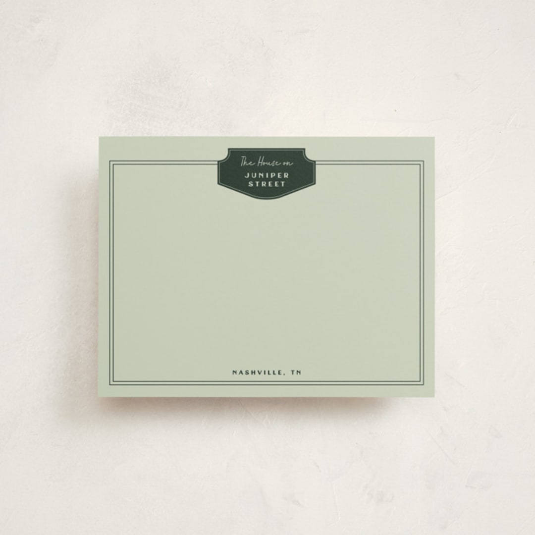 "Classic Badge" - Personalized Stationery Cards in Olive by Kelly Watkins - Front