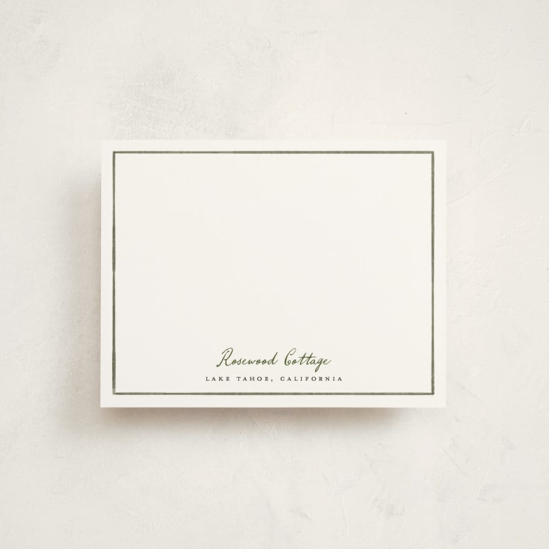 "Rosewood" - Personalized Stationery Cards in Ivy by Adelyn T. - Front
