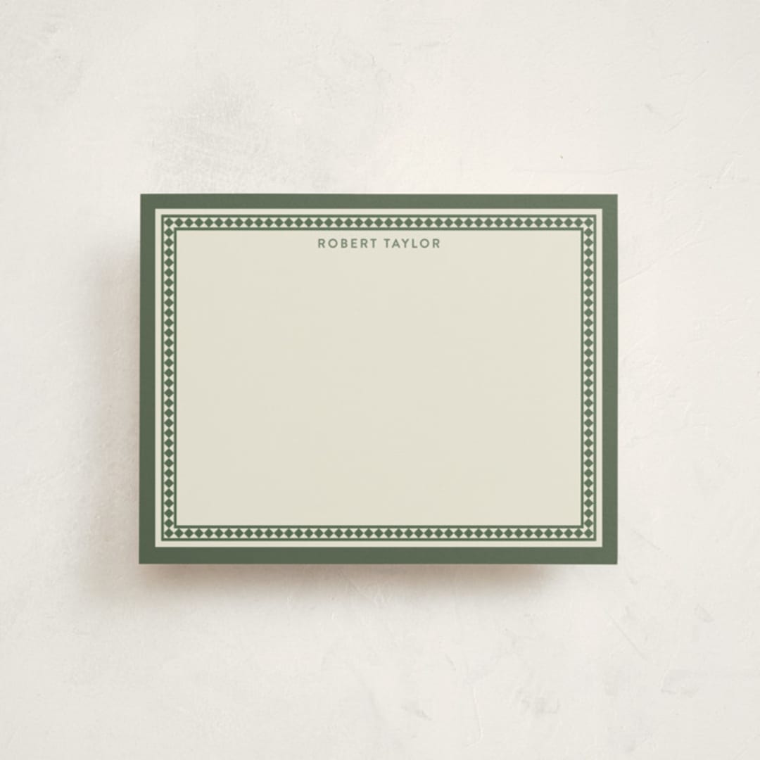 "Noble Hall" - Personalized Stationery Cards in Malachite by Diana Pinnell - Front