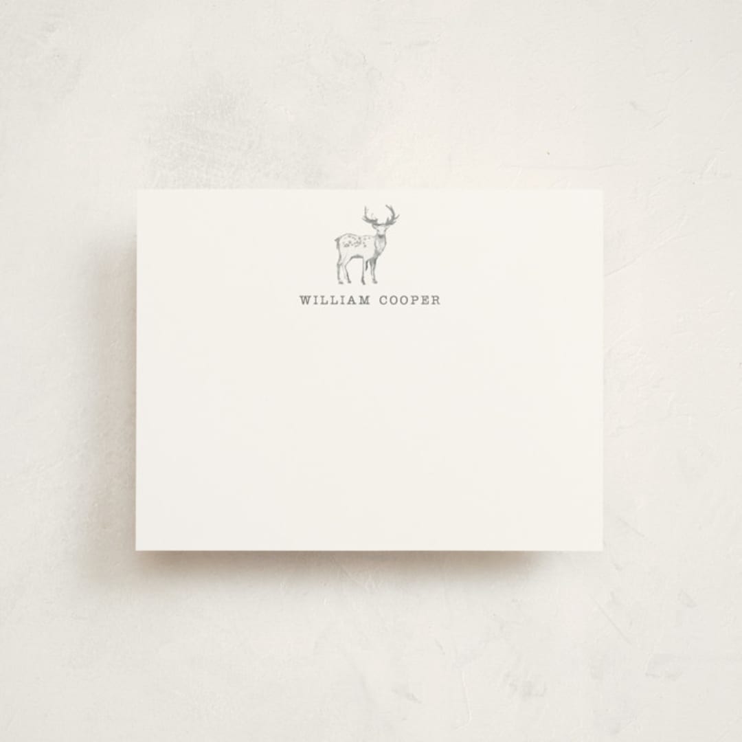 "Deer" - Personalized Stationery Cards in Ink by Teju Reval - Front