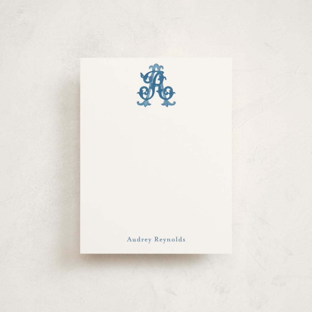 "New Orleans Crest" - Personalized Stationery Cards in Bluebell by Jenna Holcomb - Front