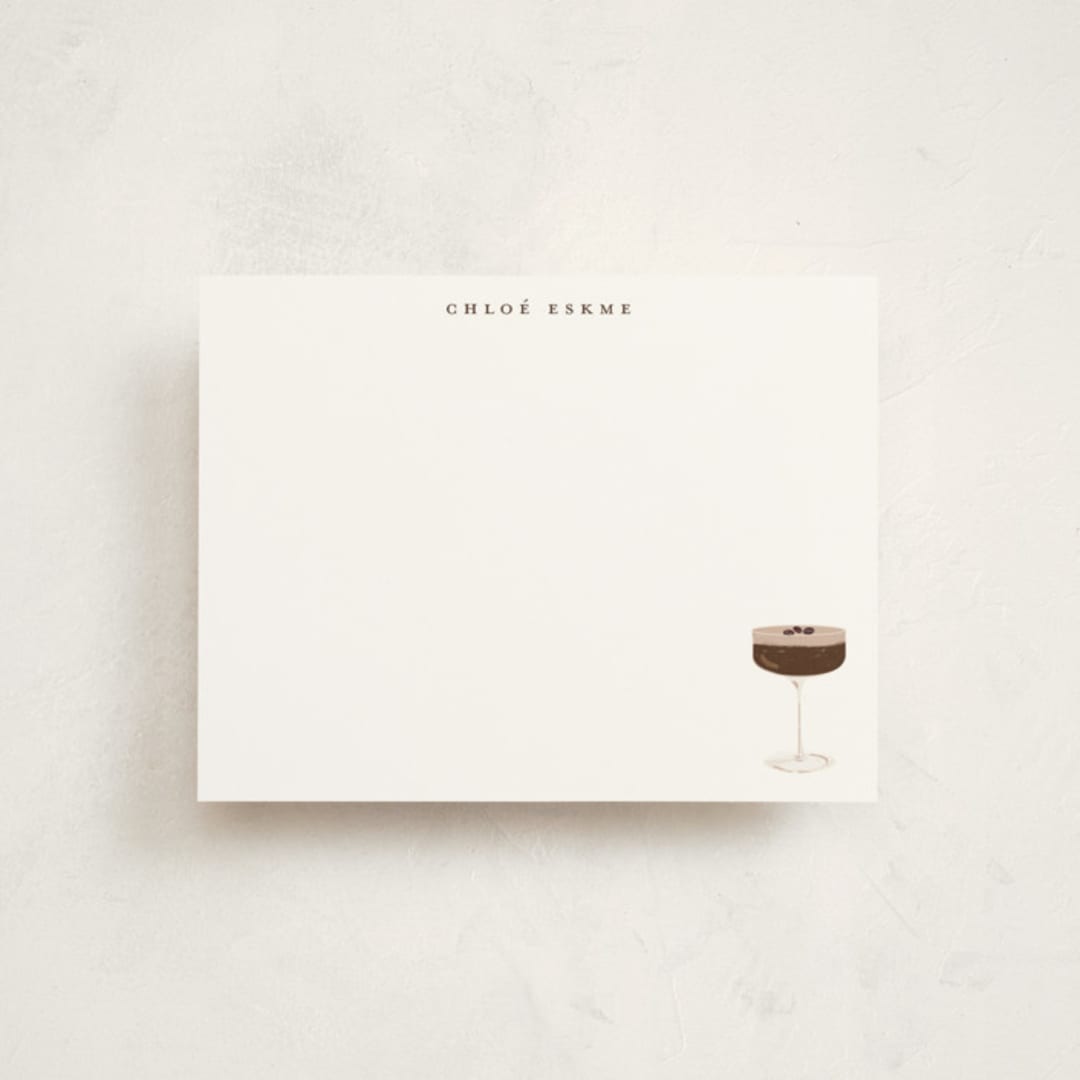 "Espresso Martini" - Personalized Stationery Cards in Chocolate by Baumbirdy - Front