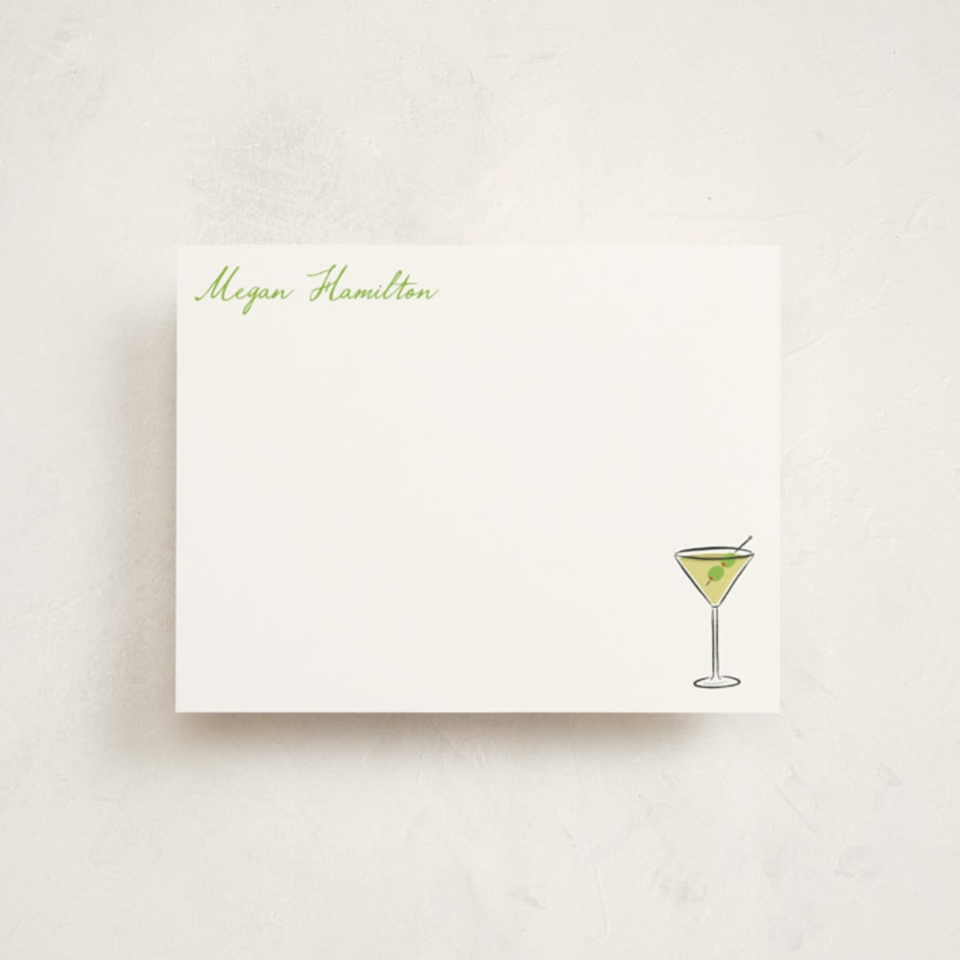 "Martini" - Personalized Stationery Cards in Lime by chocomocacino - Front