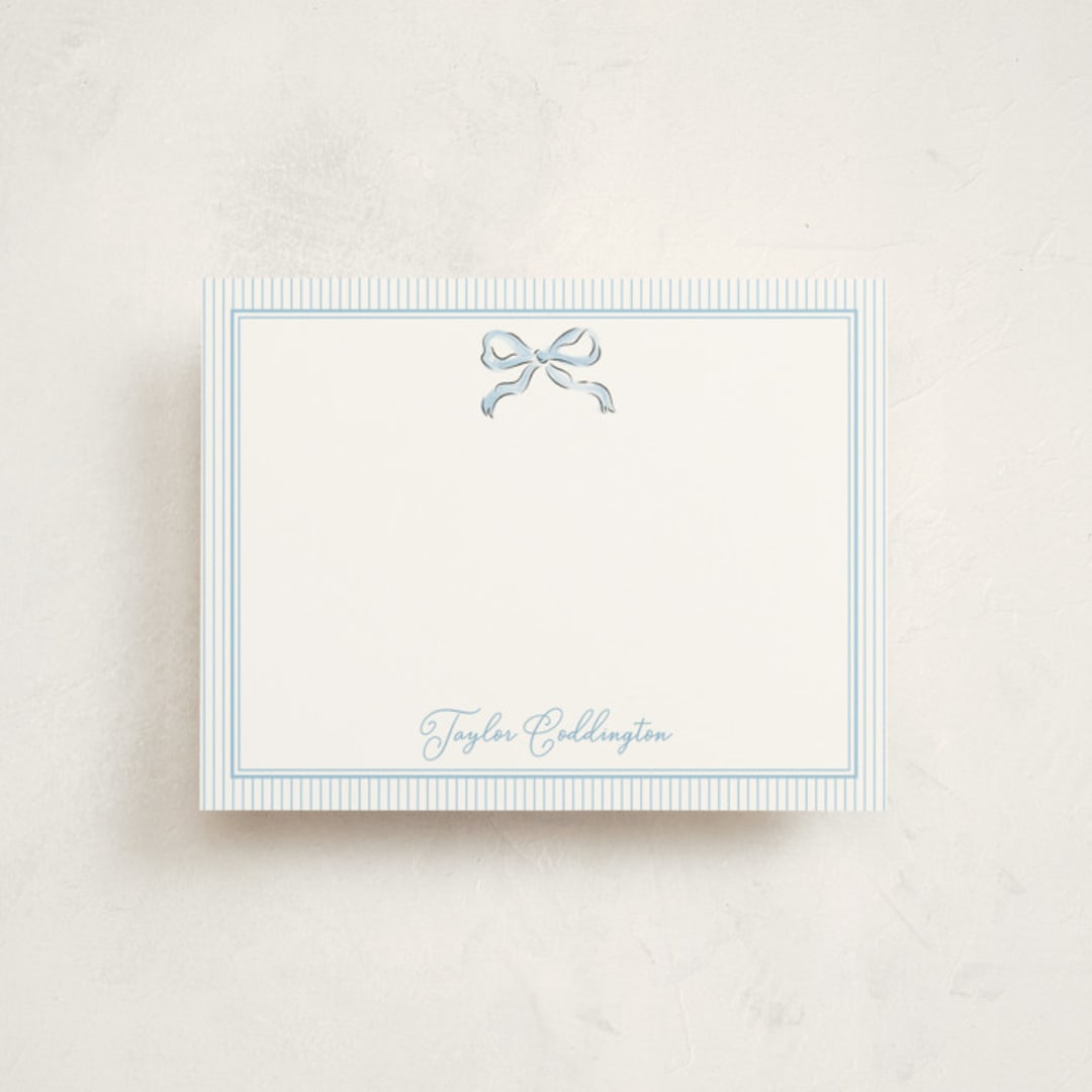 "Bow" - Personalized Stationery Cards in Sky by Helena Vitto - Front