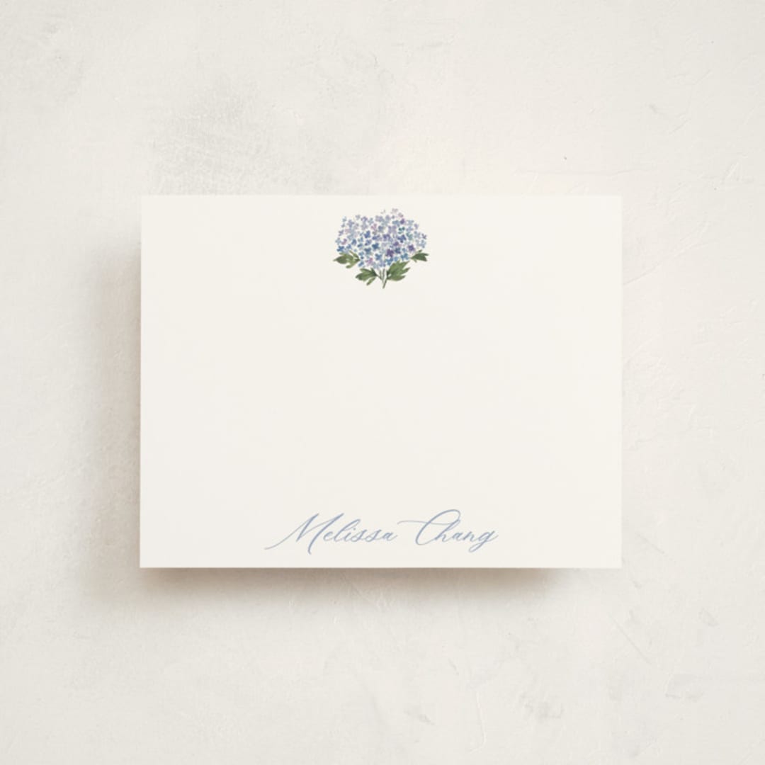 "Hydrangea" - Personalized Stationery Cards in Hydrangea by Itsy Belle Studio - Front
