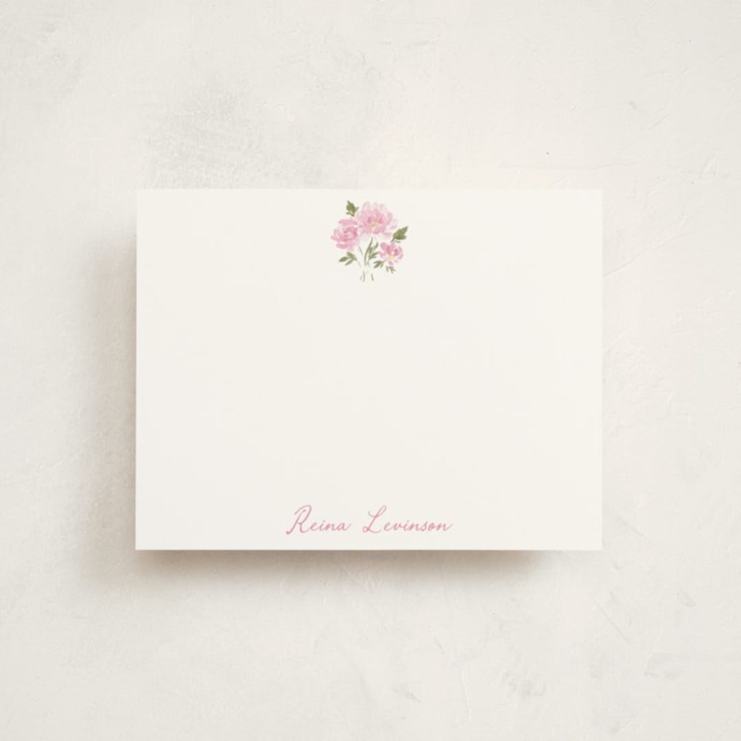 "Peony" - Personalized Stationery Cards in Blush by Itsy Belle Studio - Front