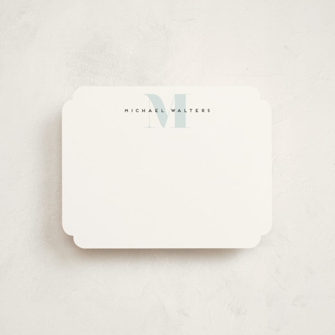 "Strong initial" - Personalized Stationery Cards in Marine by Creo Study - Front