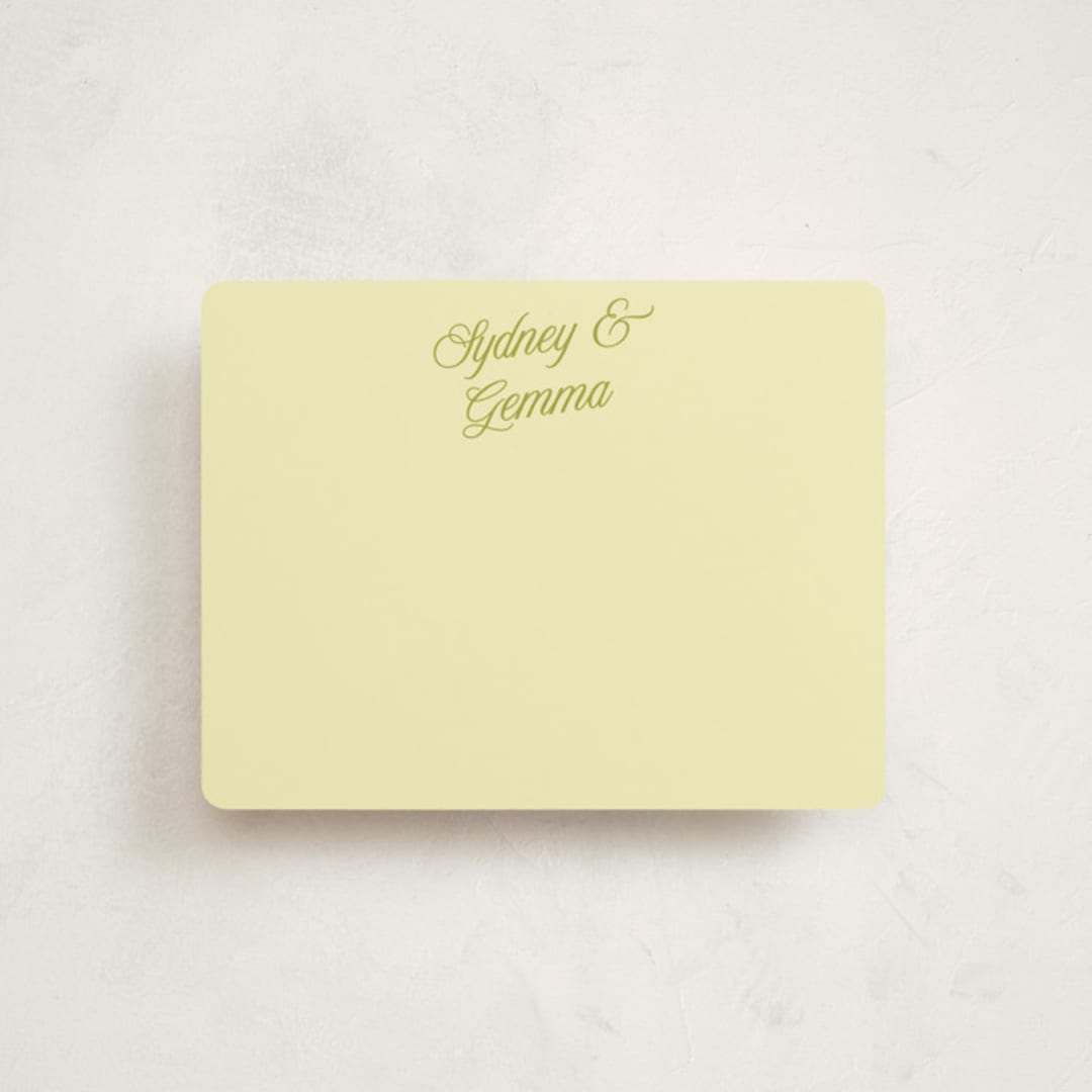 "Bloom" - Personalized Stationery Cards in Caribbean Citrus by Morgan Kendall - Front