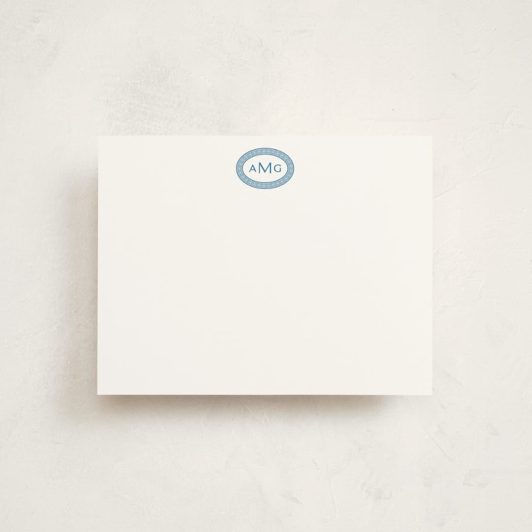 "Ellipse Monogram" - Personalized Stationery Cards in Cerulean by Olivia Raufman - Front