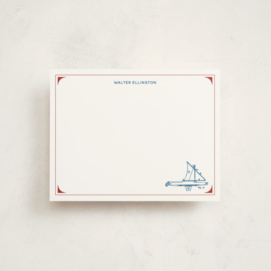 "Sail Away" - Personalized Stationery Cards in Cherry by Chris Ferebee - Front