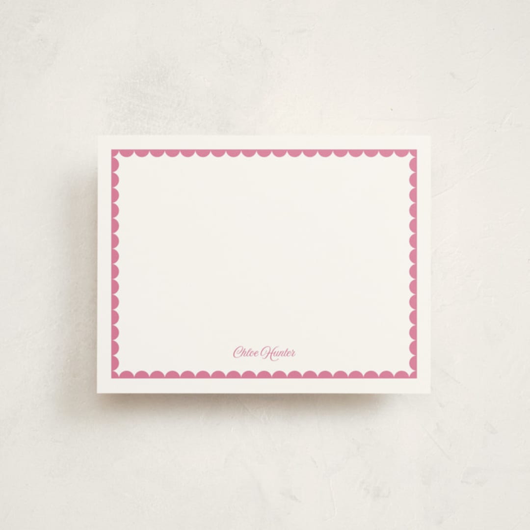 "Scalloped Trim" - Personalized Stationery Cards in Hibiscus by Alexandra Cohn - Front