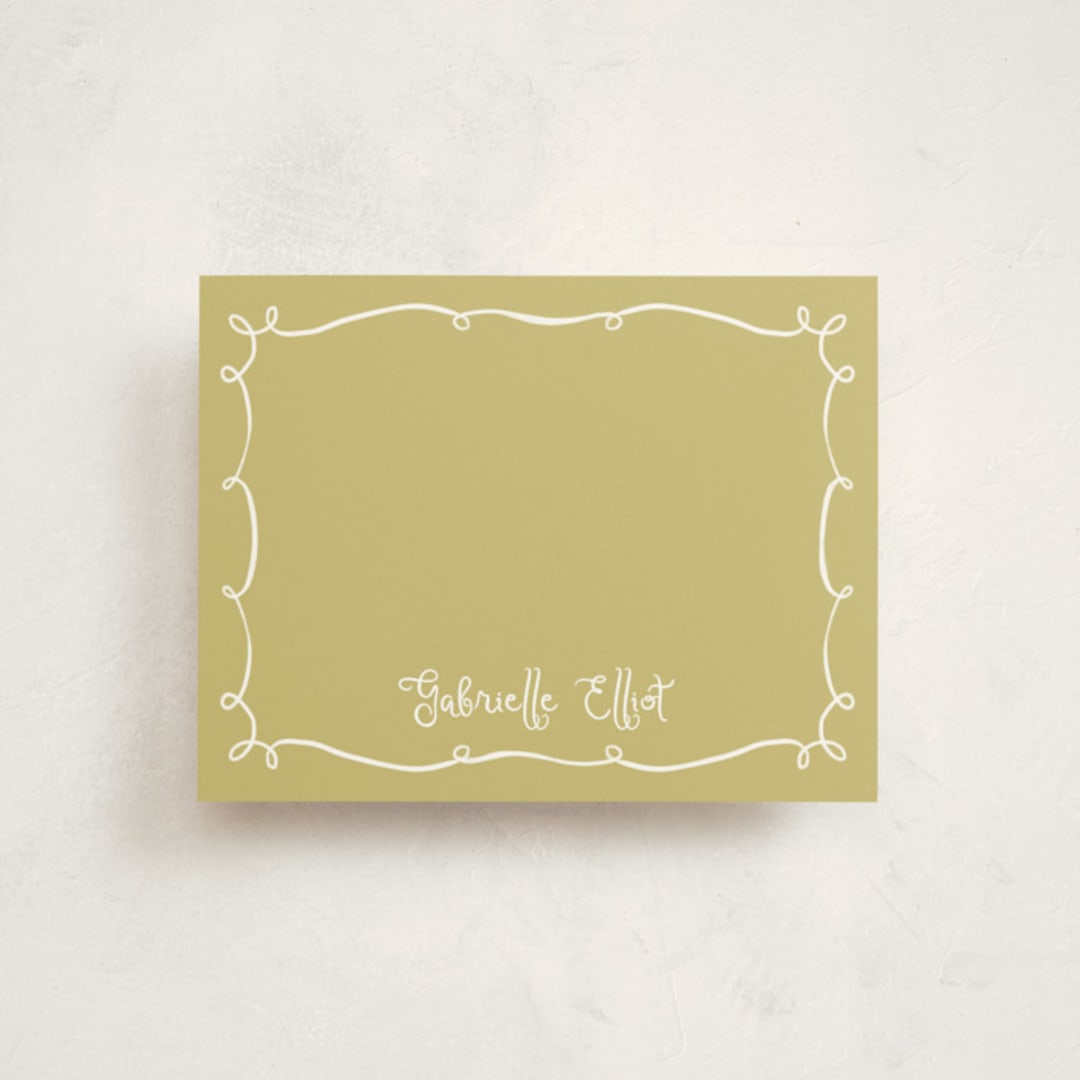 "Vine" - Personalized Stationery Cards in Chartreuse by Tamara Hilje - Front