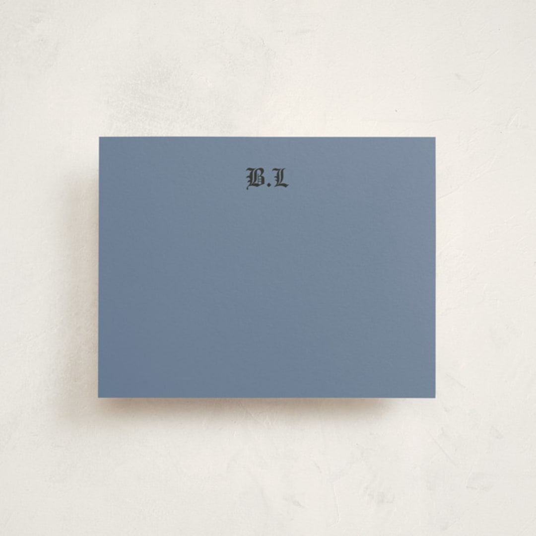 "Blackletter" - Personalized Stationery Cards in Slate by Helena Vitto - Front