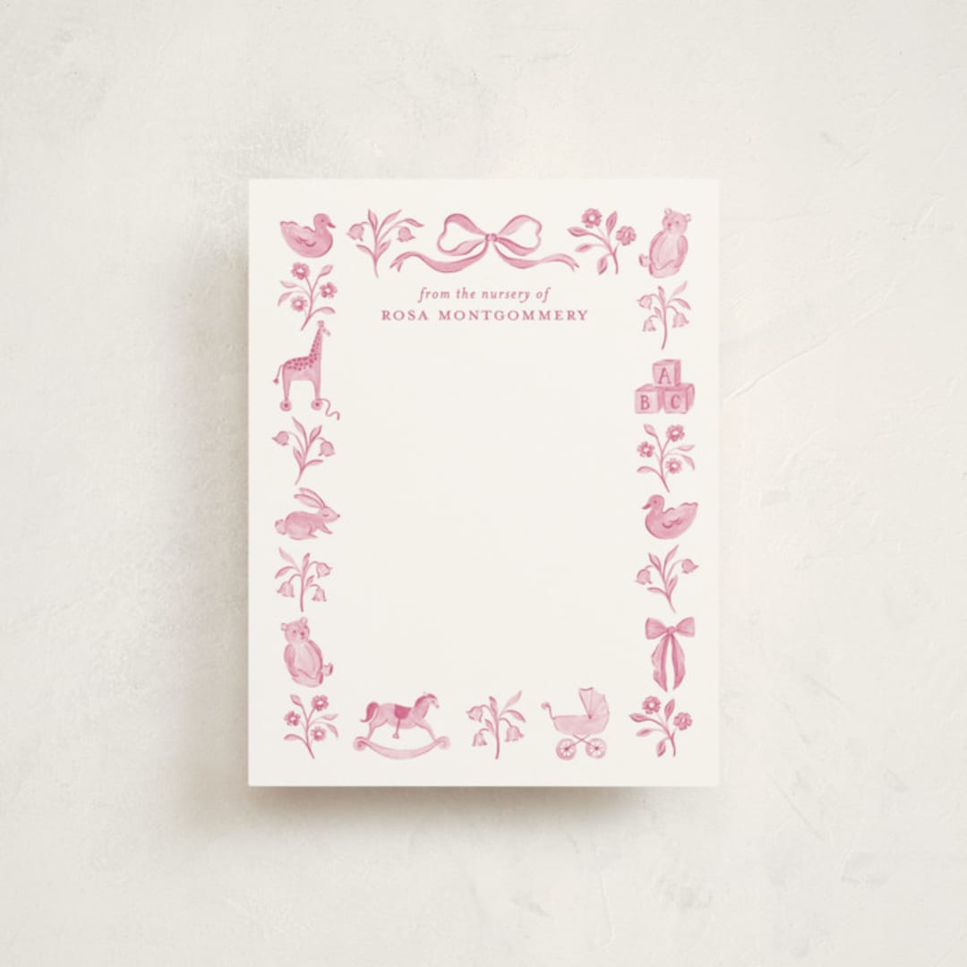 "Rosa" - Personalized Stationery Cards in Peony by Sarah Knight - Front