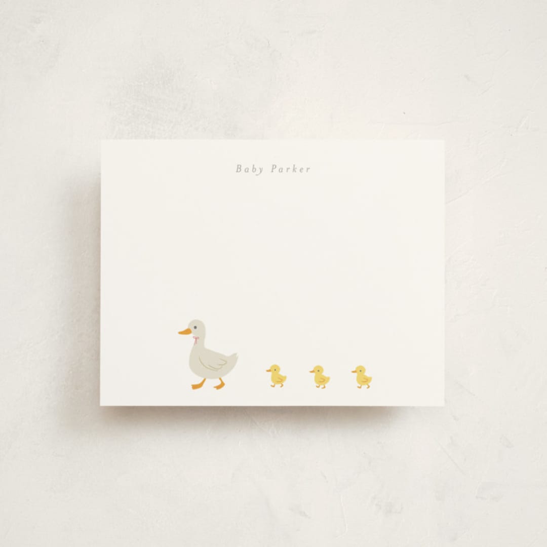 "Baby Ducks" - Personalized Stationery Cards in Buttercup by Angela Thompson - Front
