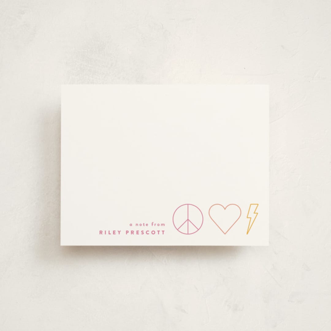 "Peace and Love" - Personalized Stationery Cards in Fairy by Alexandra Cohn - Front