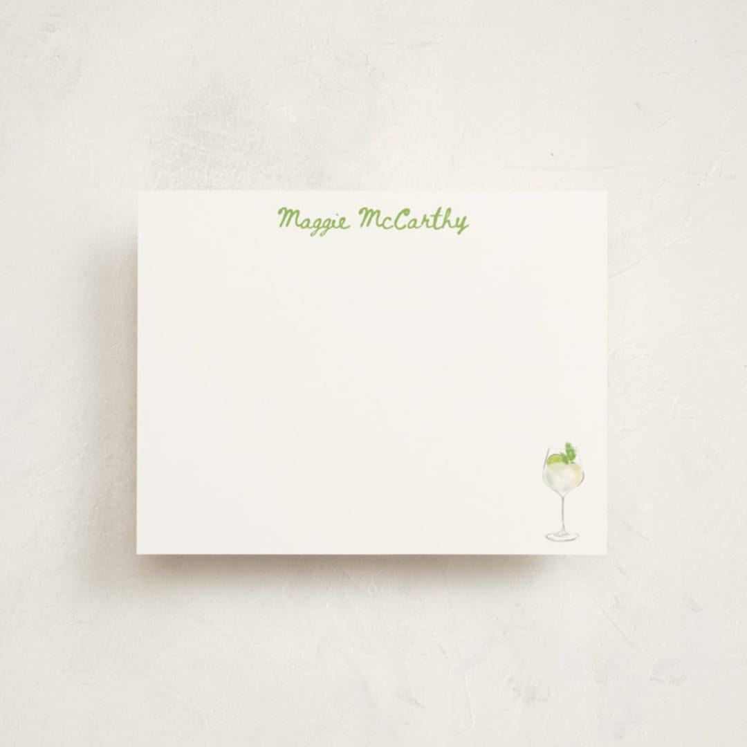 "Hugo Spritz" - Personalized Stationery Cards in Lime by Baumbirdy - Front