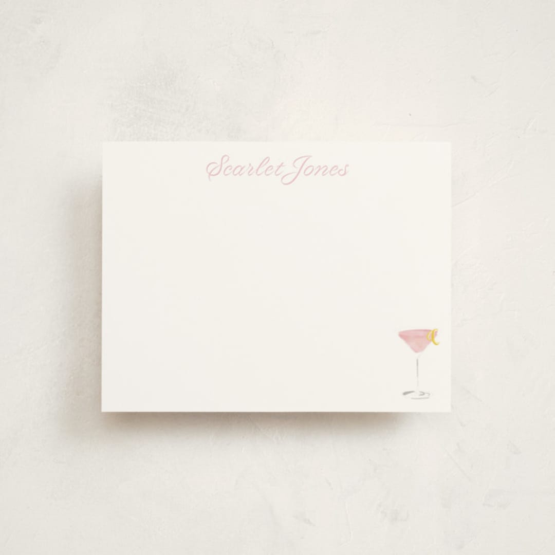 "Cosmopolitan" - Personalized Stationery Cards in Grapefruit by Baumbirdy - Front