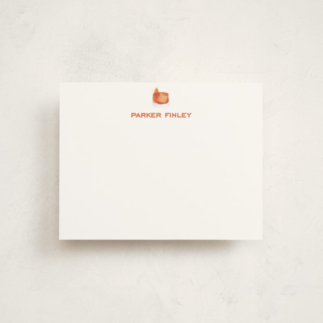 "Negroni" - Personalized Stationery Cards in Tangerine by Baumbirdy - Front