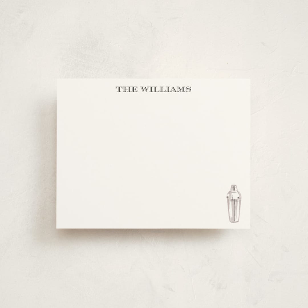"Cocktail Shaker (add-on)" - Personalized Stationery Cards in Coal by Baumbirdy - Front