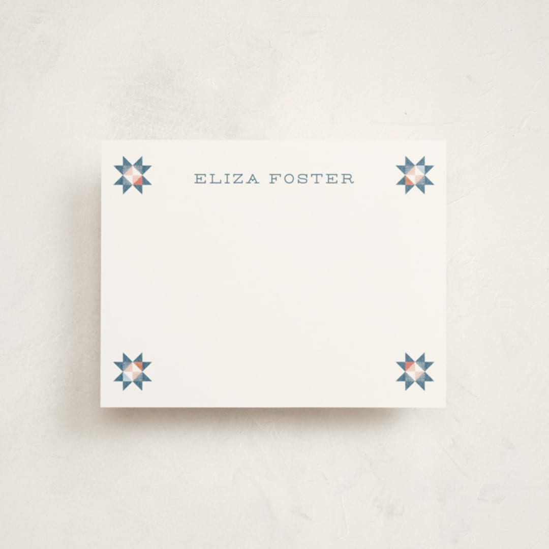 "Modern Quilter" - Personalized Stationery Cards in Sky by Julie Hebert - Front