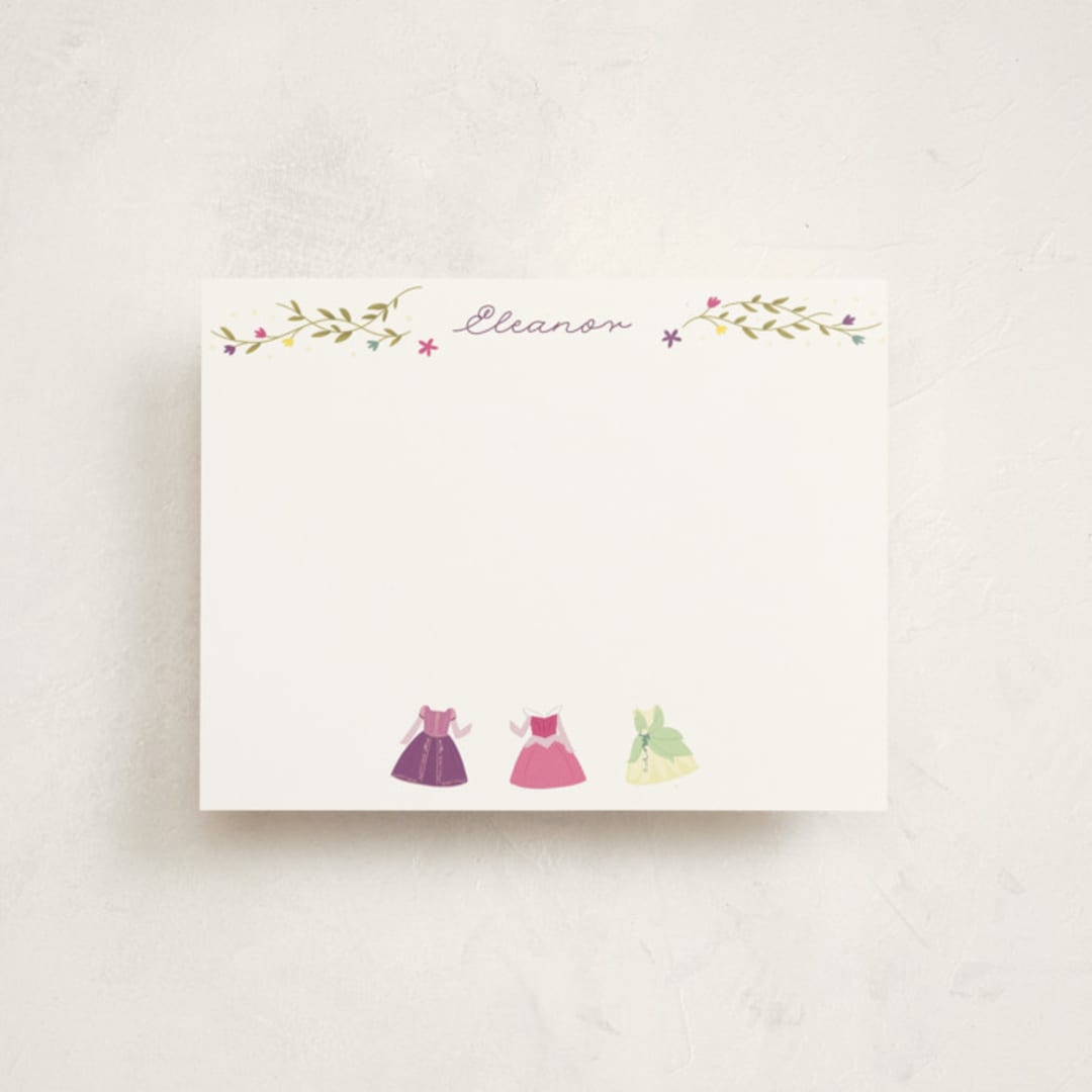"Princess Party" - Personalized Stationery Cards in Silk by JeAnna Casper - Front