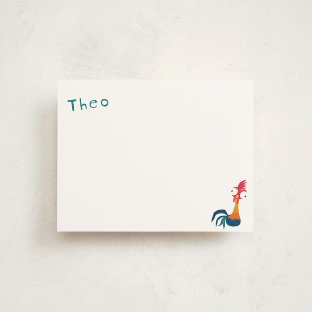 "Disney's Moana Hei Hei" - Personalized Stationery Cards in Cotton by Kristen Knechtel - Front