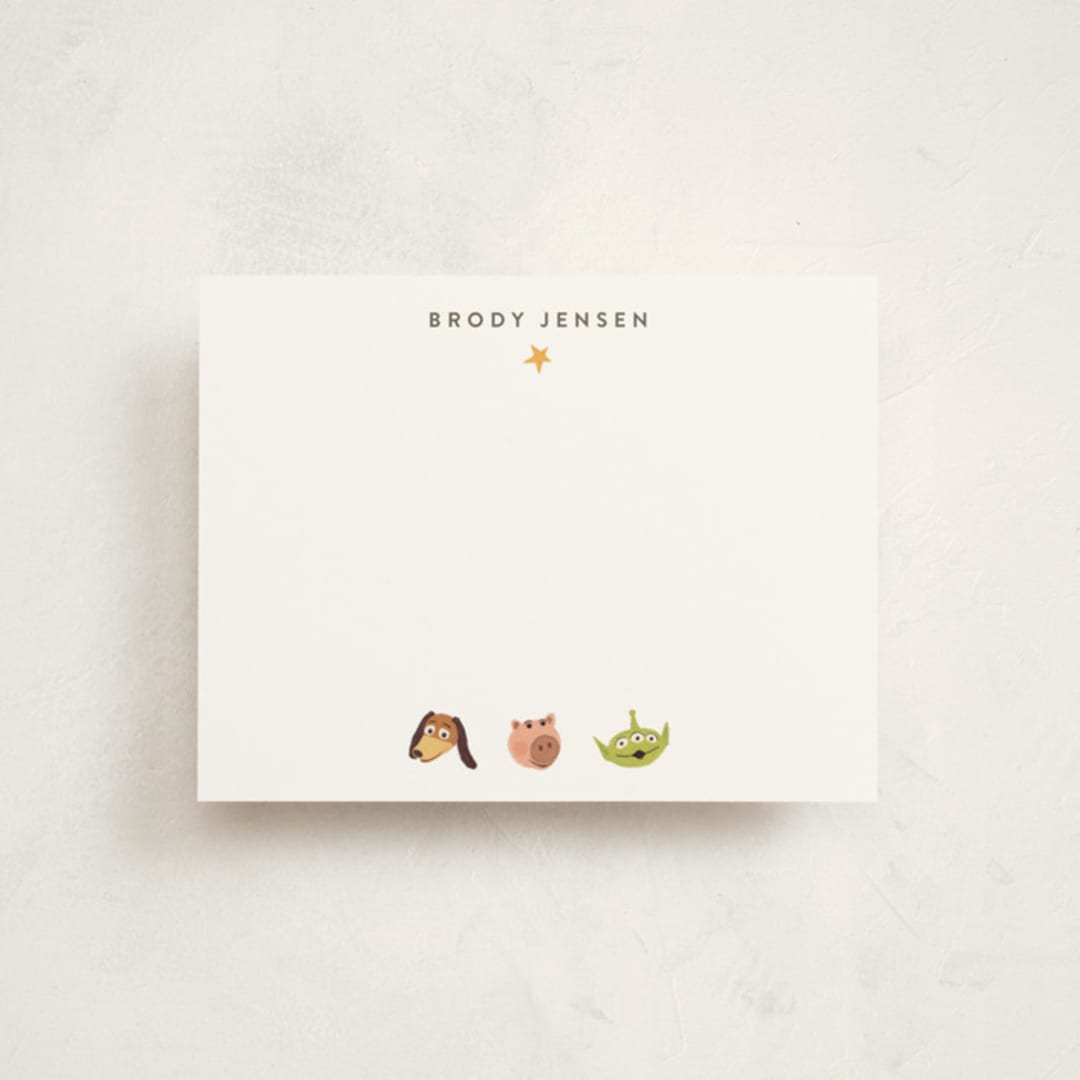"Pixar's Toy Story Toys" - Personalized Stationery Cards in Cloud by Dani Lugato - Front